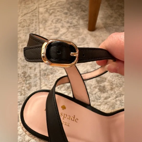 💕 Kate Spade 💕 Maldives Black Leather Wedges - Picture 6 of 10